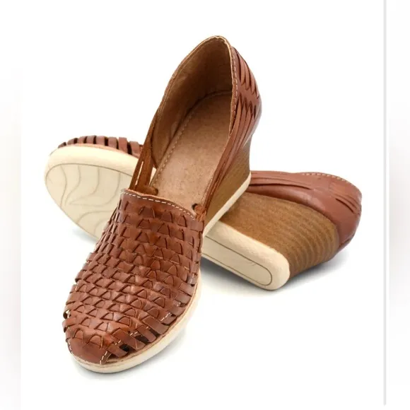 Mexican Genuine Leather Platform Boho Shoes for Women Size 9