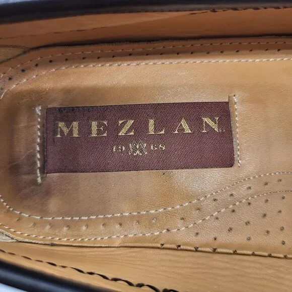 Mezlan Regan Slip On Loafer Black Men 10M Calfskin Lizard Leather Spain Business