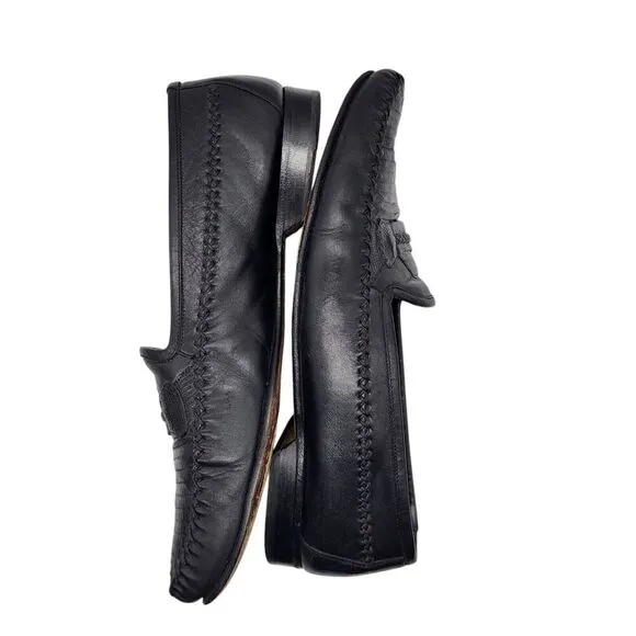 Mezlan Regan Slip On Loafer Black Men 10M Calfskin Lizard Leather Spain Business