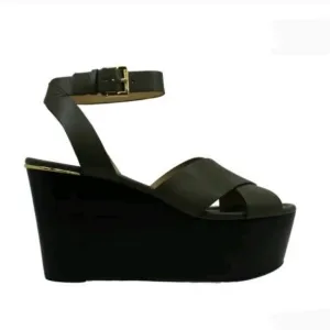 Michael Kors Abbott Womens Leather Ankle Strap Wedge Sandals, Size 9M