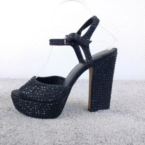 Michael Kors Bennett Womens 7 Shoes Rhinestone Crystal Platform Heels
