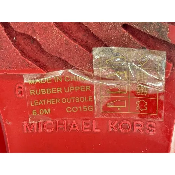 Michael Kors Fulton Harness Rain Boots Red Cabin City Fall Spring Chic  Size 6
