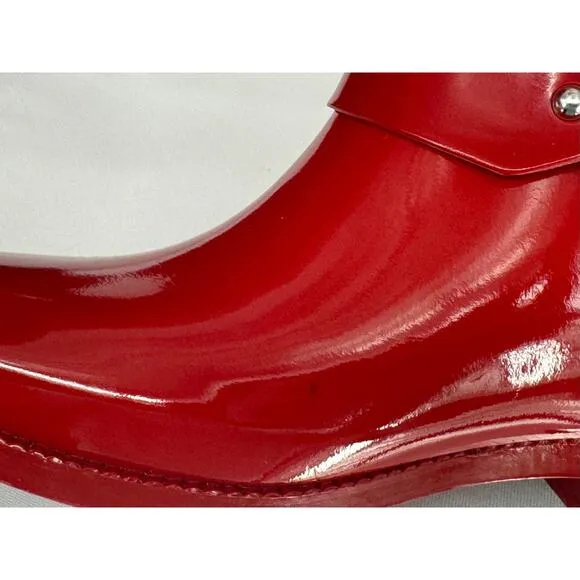 Michael Kors Fulton Harness Rain Boots Red Cabin City Fall Spring Chic  Size 6