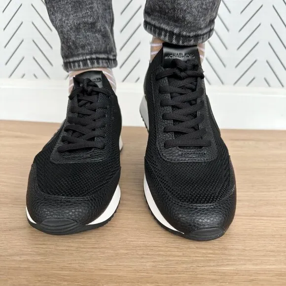 🤩MICHAEL KORS Jenkins Knit Trainer Sz 10 Womens Shoes Black Casual Sneakers New