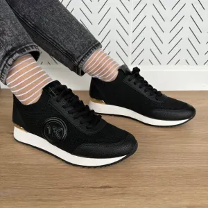 🤩MICHAEL KORS Jenkins Knit Trainer Sz 10 Womens Shoes Black Casual Sneakers New