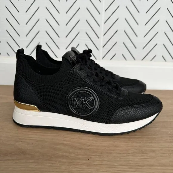 🤩MICHAEL KORS Jenkins Knit Trainer Sz 10 Womens Shoes Black Casual Sneakers New