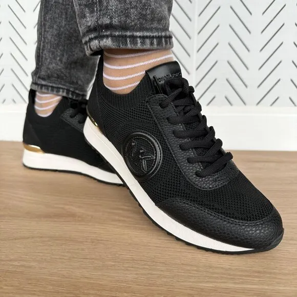 🤩MICHAEL KORS Jenkins Knit Trainer Sz 10 Womens Shoes Black Casual Sneakers New
