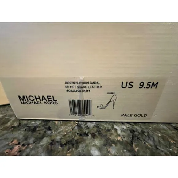 MICHAEL KORS JORDYN METALLIC SNAKE EMBOSSED LEATHER PLATFORM HEELS NEW INBOX 9.5