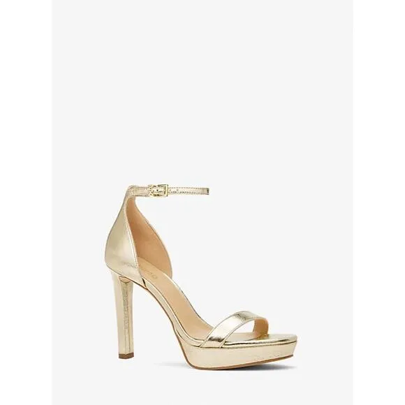 MICHAEL KORS JORDYN METALLIC SNAKE EMBOSSED LEATHER PLATFORM HEELS NEW INBOX 9.5