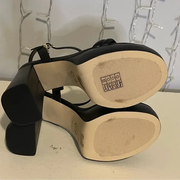 Michael Kors Laci Leather Black Platform Sandals