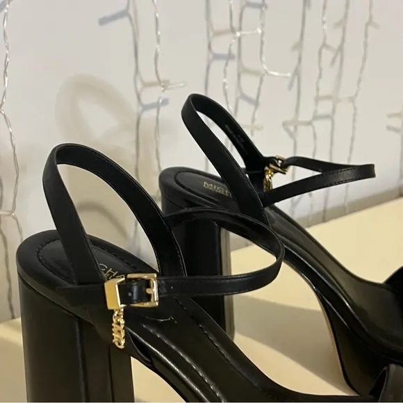 Michael Kors Laci Leather Black Platform Sandals