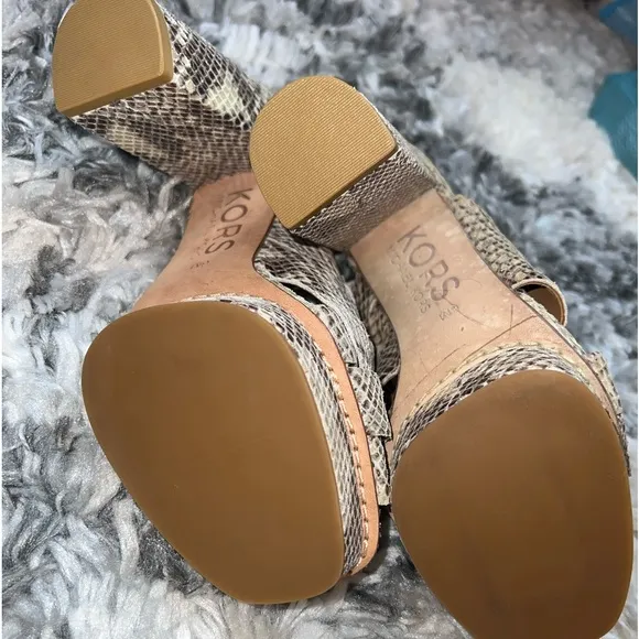 Michael Kors Leather Snake Embossed Platform Heeled Sandals