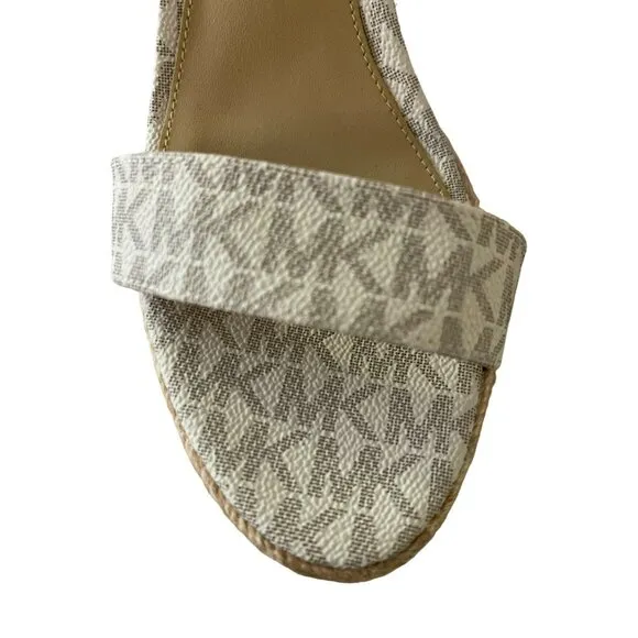 Michael Kors Logo Wedge Espadrille Sandals Heels Sz 8.5 NEW