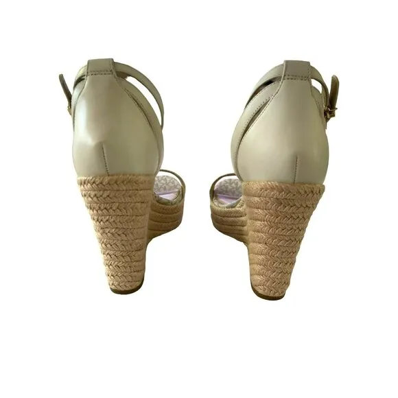 Michael Kors Logo Wedge Espadrille Sandals Heels Sz 8.5 NEW