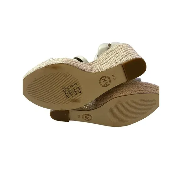 Michael Kors Logo Wedge Espadrille Sandals Heels Sz 8.5 NEW
