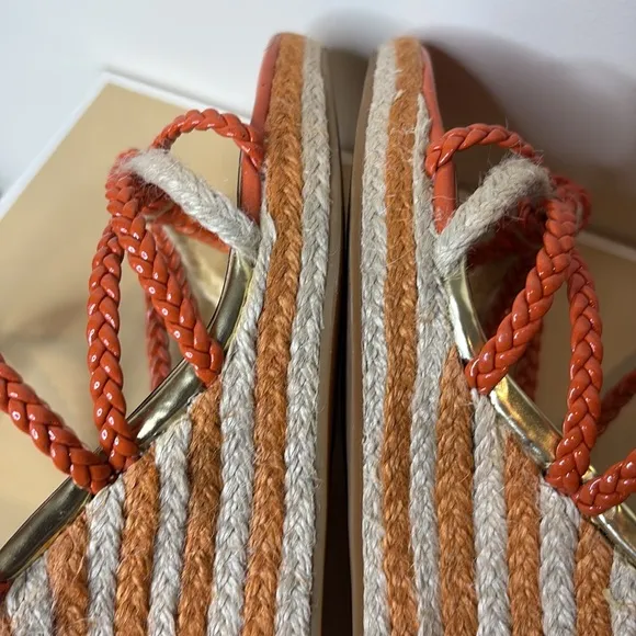 Michael Kors | Spring Orange Summer Wedge Knotted Braided Strappy Sandals 6.5 M