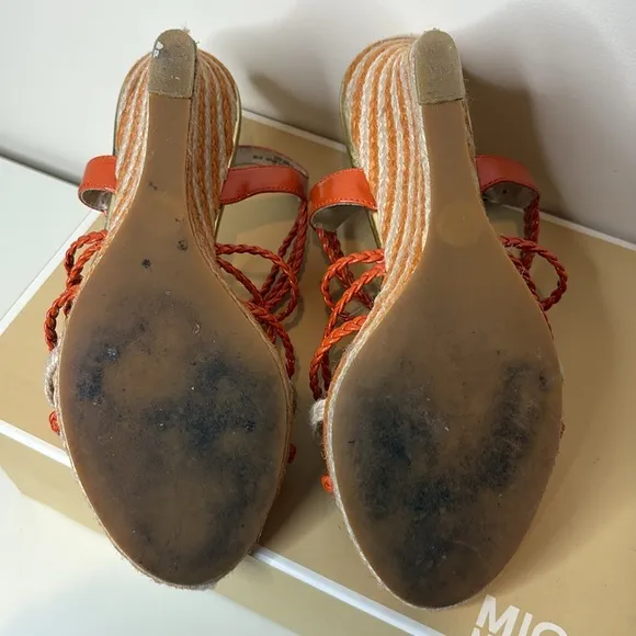 Michael Kors | Spring Orange Summer Wedge Knotted Braided Strappy Sandals 6.5 M