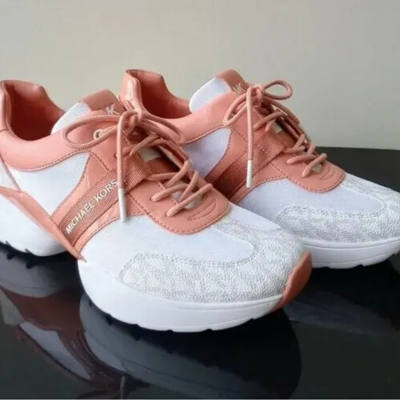 Michael Kors Women's White and Pink Sneakers