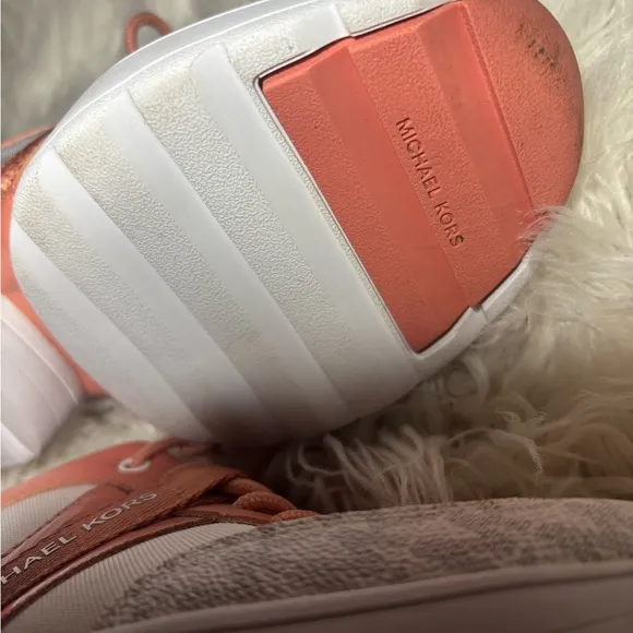 Michael Kors Women's White and Pink Sneakers