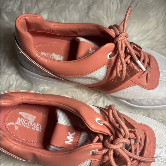Michael Kors Women's White and Pink Sneakers