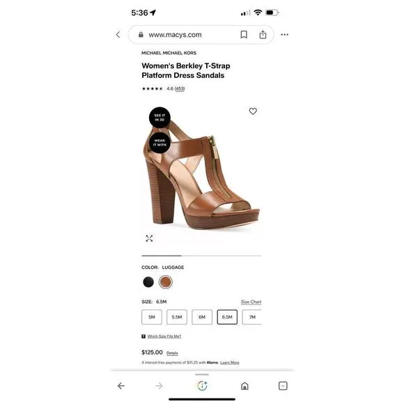 MICHAEL MICHAEL KORS Berkley T Strap Platform Vachetta Leather Sandals Size 6.5