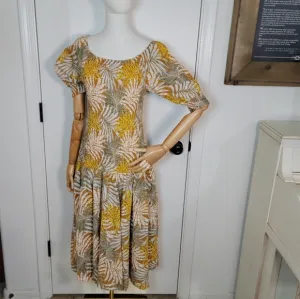 Midnight Velvet Resort Wear Floral Smocked Linen Blend Spring Dress Size Large