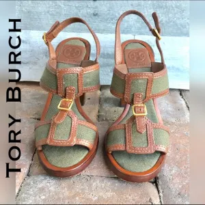 Military Trend -Tory Burch olive Chunky Heels