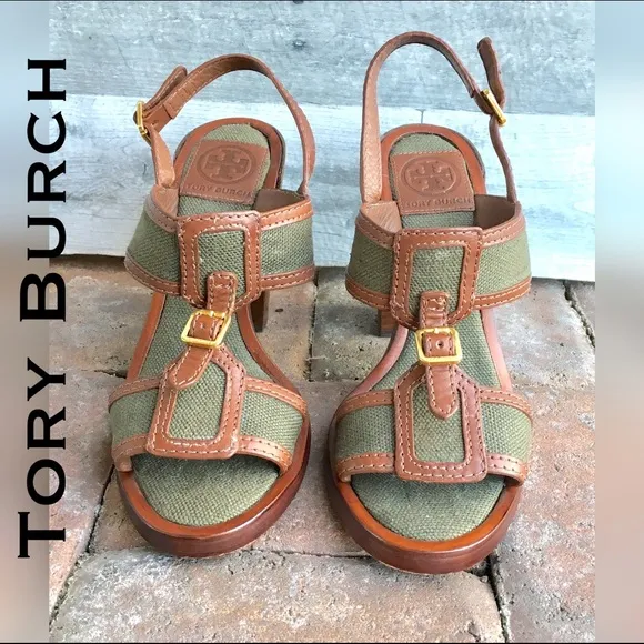 Military Trend -Tory Burch olive Chunky Heels