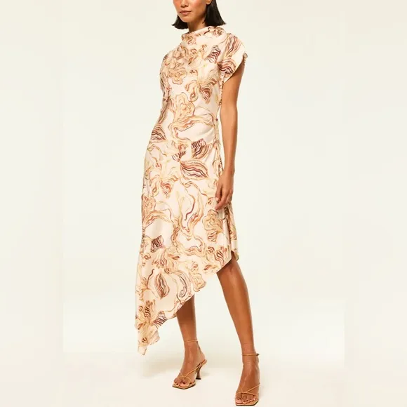 MISA Los Angeles Sally Dress - Golden Straw Satin