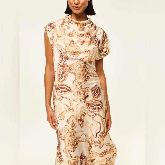 MISA Los Angeles Sally Dress - Golden Straw Satin
