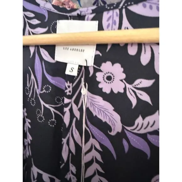 MISA Los Angeles Sylvia Faux Wrap Indigo Satin Boho High Low Dress NWT S $358