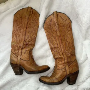 Miss Capezio Tall Vintage Leather Cowboy Western Boots 6.5 M Festival Concert