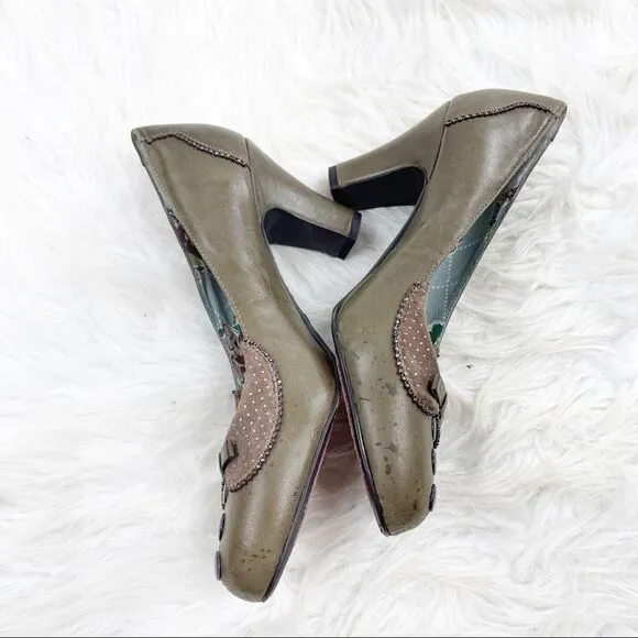 Miss L-Fire Oliver Grey Shabby Chic OxfordPump Heels