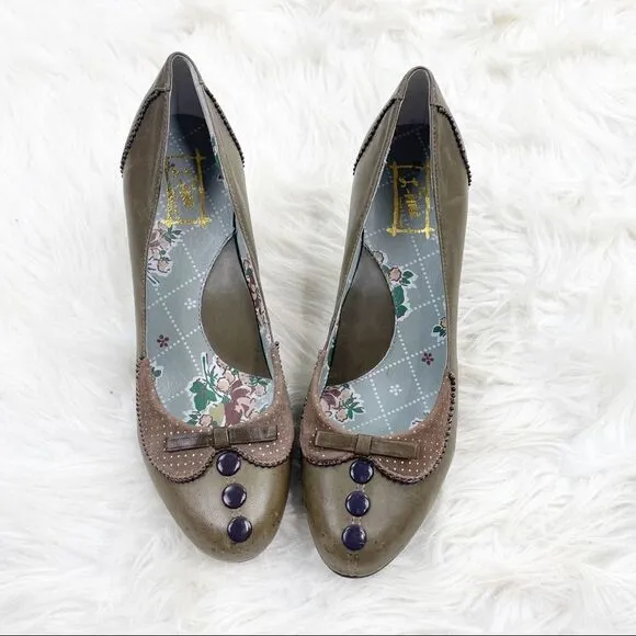 Miss L-Fire Oliver Grey Shabby Chic OxfordPump Heels