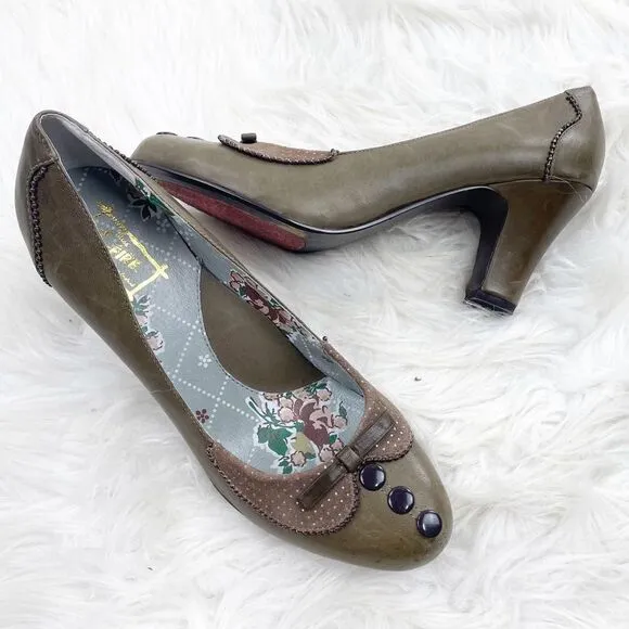 Miss L-Fire Oliver Grey Shabby Chic OxfordPump Heels