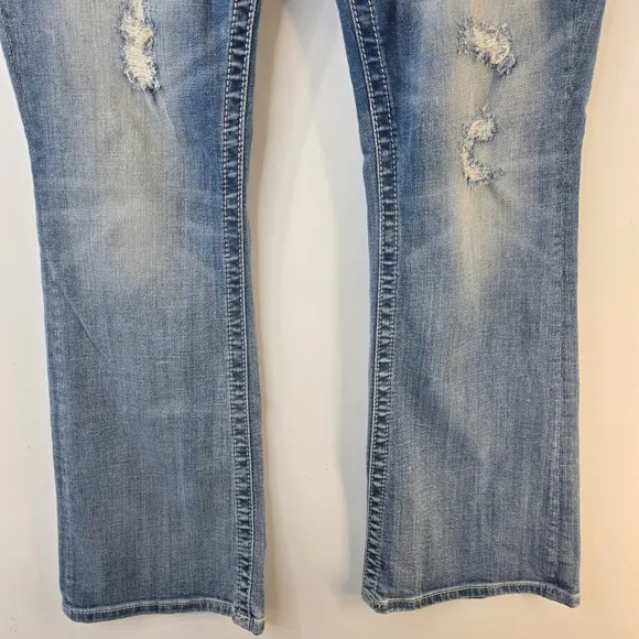 Miss Me Easy Boot Jeans Women's 32x31 Mid-Rise Distressed Embellished Pockets