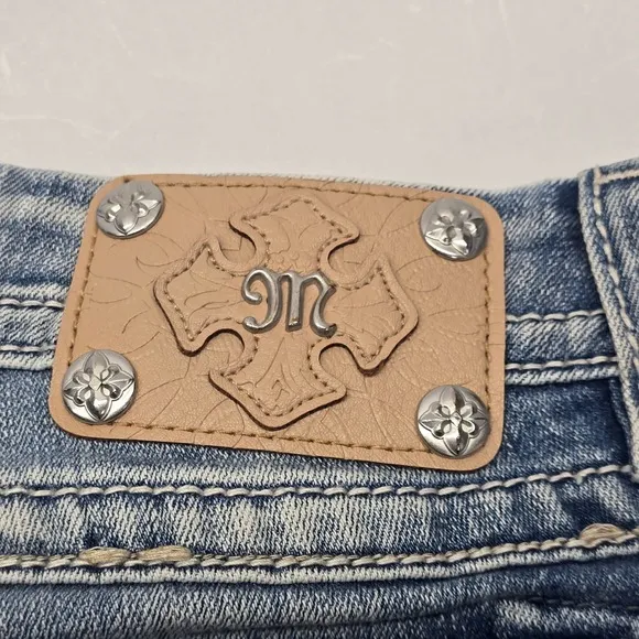 Miss Me Easy Boot Jeans Women's 32x31 Mid-Rise Distressed Embellished Pockets