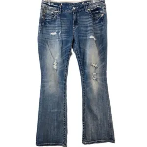 Miss Me Easy Boot Jeans Women's 32x31 Mid-Rise Distressed Embellished Pockets