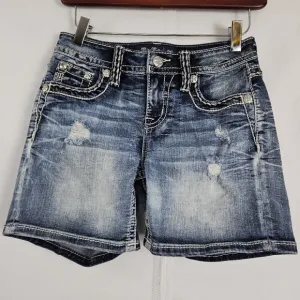 Miss Me mid-rise factory distressed shorts size 25