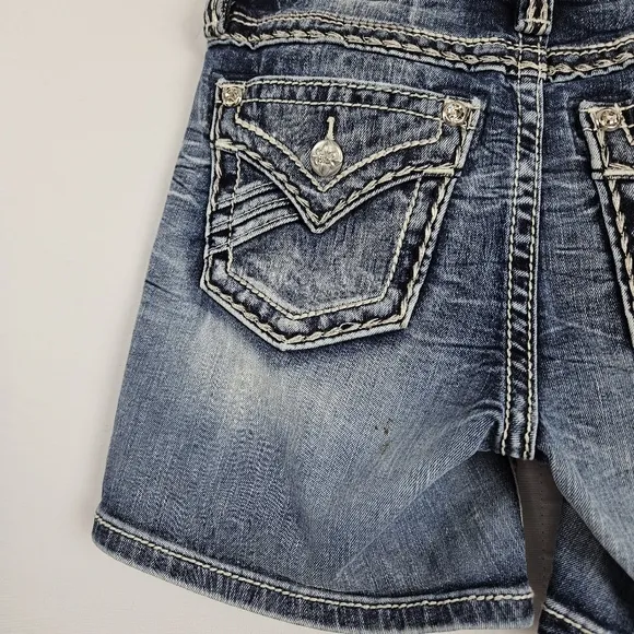Miss Me mid-rise factory distressed shorts size 25