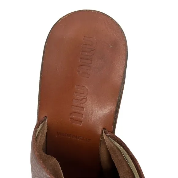 MIU MIU Cork Brown Wedge Platform Sandals Size 39 1/2 Women’s