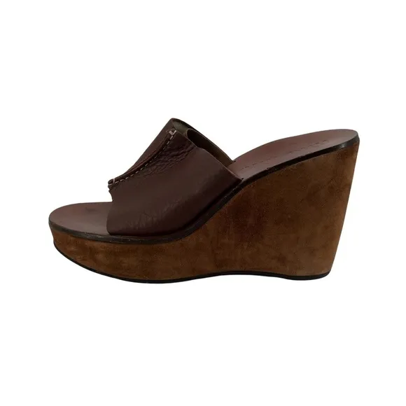 MIU MIU Cork Brown Wedge Platform Sandals Size 39 1/2 Women’s