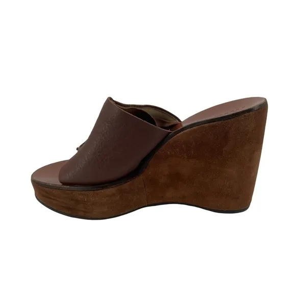 MIU MIU Cork Brown Wedge Platform Sandals Size 39 1/2 Women’s