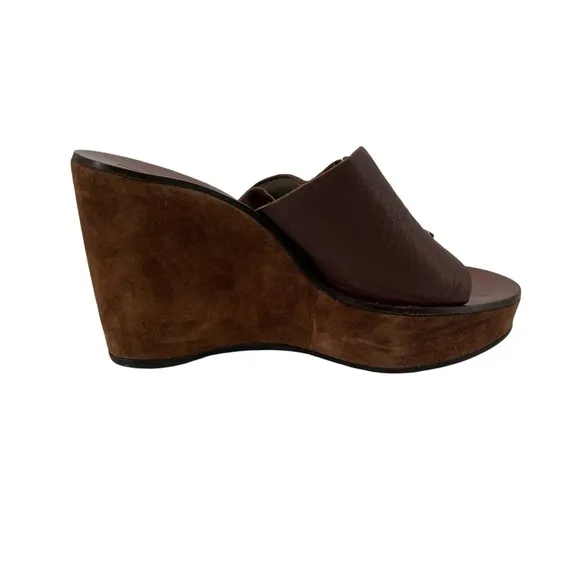 MIU MIU Cork Brown Wedge Platform Sandals Size 39 1/2 Women’s