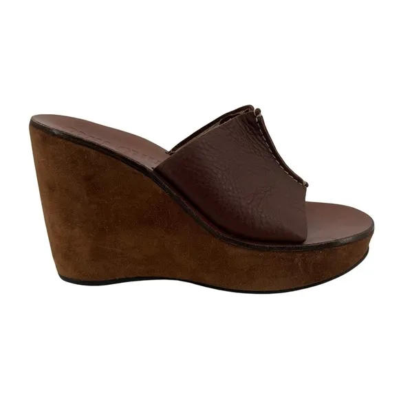 MIU MIU Cork Brown Wedge Platform Sandals Size 39 1/2 Women’s