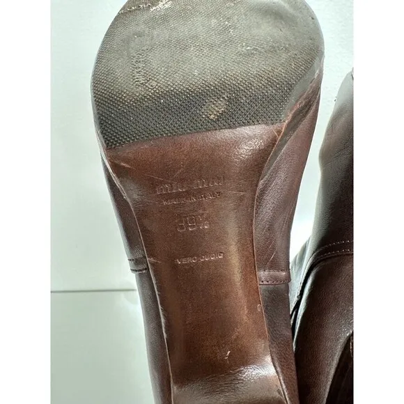 Miu Miu Heeled Booties Buckle Brown Ankle Made in Italy Women's EU 39.5 US 9