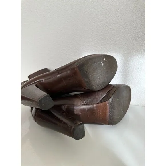 Miu Miu Heeled Booties Buckle Brown Ankle Made in Italy Women's EU 39.5 US 9