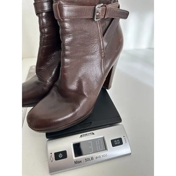 Miu Miu Heeled Booties Buckle Brown Ankle Made in Italy Women's EU 39.5 US 9
