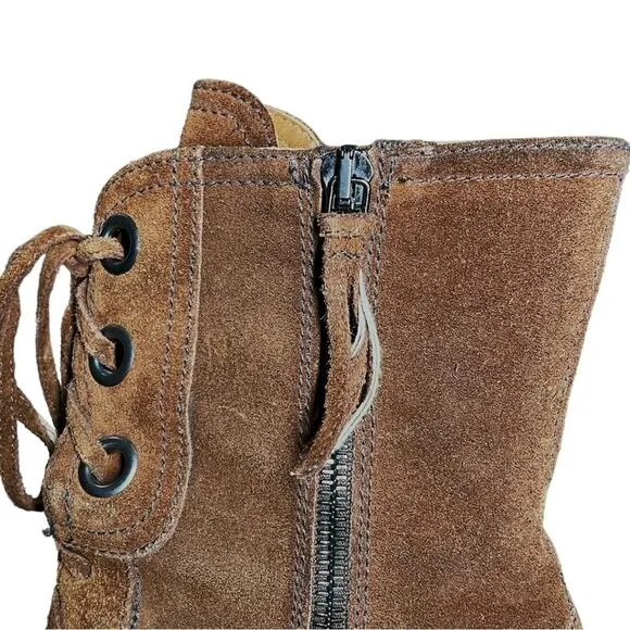 Miu Miu Rust Brown Suede Lace Up Tassel Heeled Ankle Boots 37 US 7 needs repair