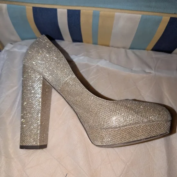 Mix No. 6 Gold Glitter Sparkle Platform Women's Shoes size 8 1/2